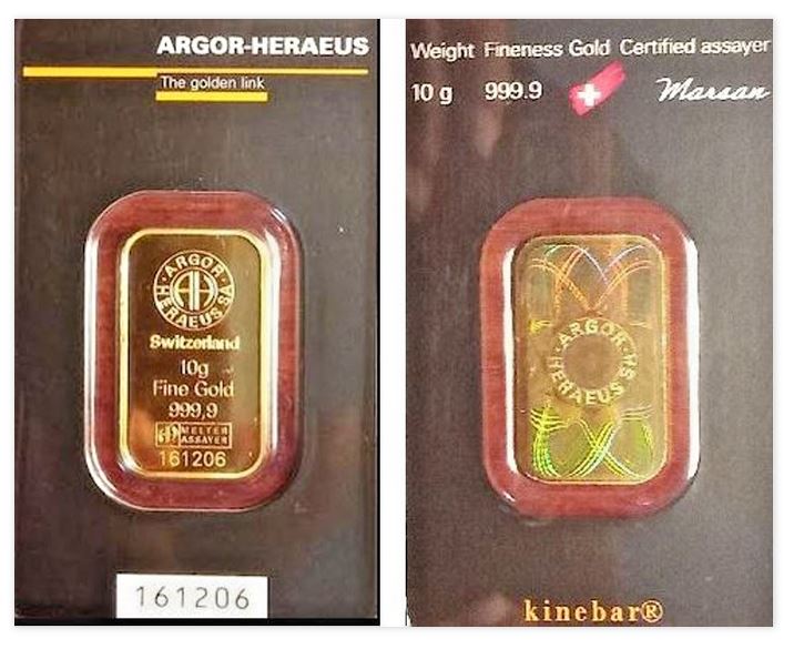 -kirofa - Schweiz - Baren Gold 10 g. KINEBAR - 9999.  ARGOR-HERAEUS. NEU   