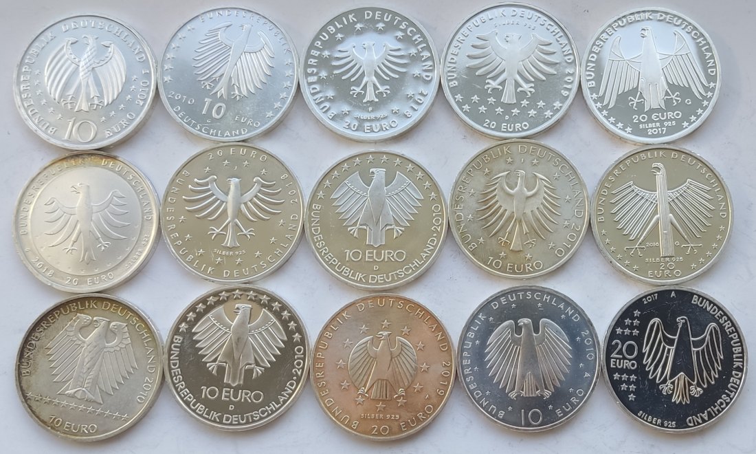  Germany, 15 × 10 and 20 euro. 250 grams of pure silver   