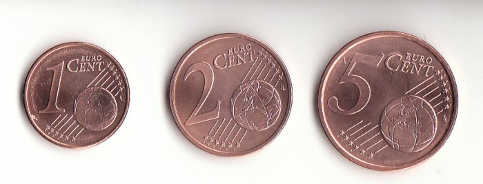  1 ,2 und 5 Cent Deutschland 2004 G Karlsruhe prägefrisch   b.   