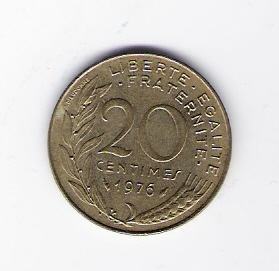  Frankreich 20 Centimes 1976 Al-N-Bro   Schön Nr.230   