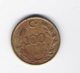  Türkei 100 Lira Me 1991     Schön Nr.234   