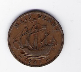  Grossbritannien 1/2 Penny 1941 Bro Schön Nr.335   