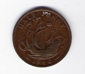  Grossbritannien 1/2 Penny 1940 Bro Schön Nr.335   