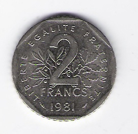  Frankreich 2 Francs 1981 N Schön Nr.240   