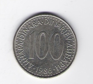  100 Dinara K-N 1986         Schön Nr.89   