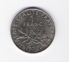  Frankreich 1 Francs 1976 N  Schön Nr.233   