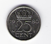  Niederlande 25 Cent 1980 N   Schön Nr.67   