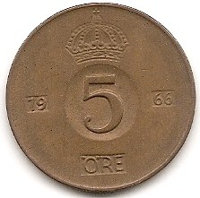  Schweden 5 Öre 1966 #84   
