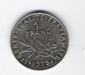  Frankreich 1 Francs 1978 N  Schön Nr.233   