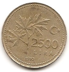  Türkei 2500 Lira 1992 #12   