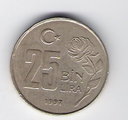  Türkei 25000 Lira 1997 K-N-Zk  Schön Nr.G235   