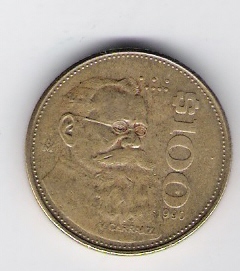  Mexiko 100 Pesos 1990 Al-N-Bro  Schön Nr.86   