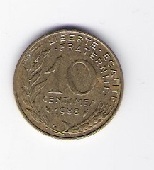  Frankreich 10 Centimes Al-N-Bro 1988   Schön Nr.229   