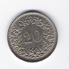  Schweiz 20 Rappen K-N 1969      Schön Nr.26a   