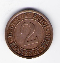  Weimar 2 Rentenpfennig 1924 A   Jäger Nr.307   