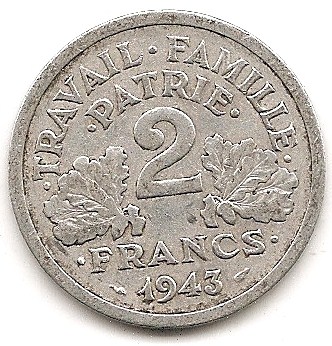  Frankreich 2 Francs 1943 #224   