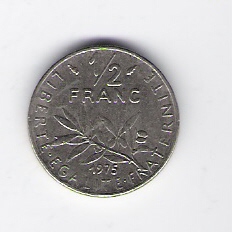  Frankreich 1/2 Franc N 1975   Schön Nr.232   