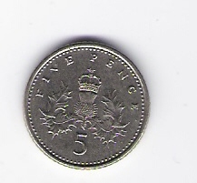  Grossbritannien 5 Pence 1990 K-N  Schön Nr.452   