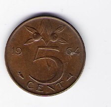  Niederlande 5 Cent 1964 Bro   Schön Nr.65   