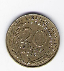  Frankreich 20 Centimes 1963 Al-N-Bro   Schön Nr.230   