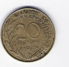  Frankreich 20 Centimes 1972 Al-N-Bro   Schön Nr.230   