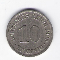  Kaiserreich 10 Pfennig 1905 A       J.13   