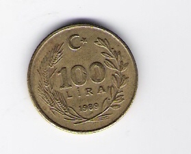  Türkei 100 Lira Me 1989     Schön Nr.234   