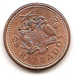  Barbados 1 Cent 1990 #44   