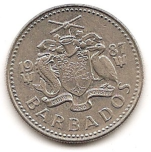  Barbados 25 Cent 1987 #44   