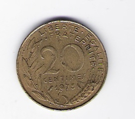  Frankreich 20 Centimes 1973 Al-N-Bro   Schön Nr.230   