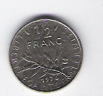  Frankreich 1/2 Franc N 1976   Schön Nr.232   