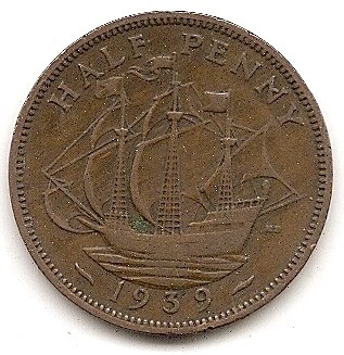  Großbritannien 1/2 Penny 1939 #179   