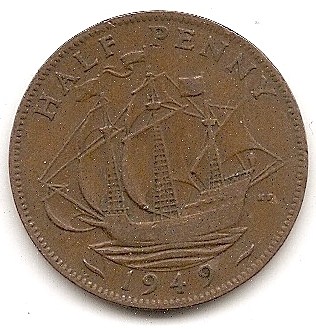  Großbritannien 1/2 Penny 1949 #179   