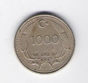  Türkei 1000  Lira K-N-Zk 1993     Schön Nr.A235   