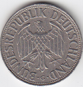  Deutschland 1 DM 1968 G Umlaufmuenze in ss, sauber   