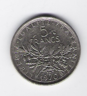  Frankreich 5 Francs K-N,N plattiert 1970 Schön Nr.235   