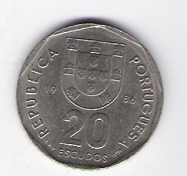  Portugal 20 Escudo 1986 K-N    Schön Nr.94   