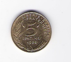  Frankreich 5 Centimes Al-N-Bro 1985   Schön Nr.228   