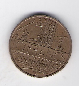  Frankreich 10 Francs Al-N-Bro 1977 Schön Nr.242   