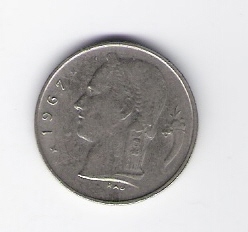  Belgien 1 Franc 1967 K-N  Schön Nr.98fl   