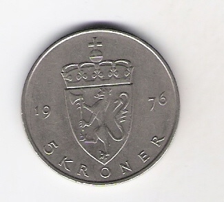  Norwegen 5 Kroner 1976 K-N Schön Nr.71 1.   