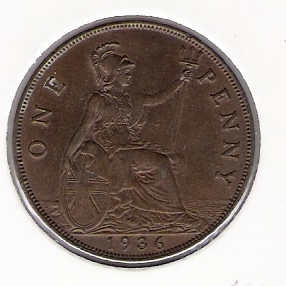  Grossbritannien 1 Penny Bro 1936  Schön Nr.313   