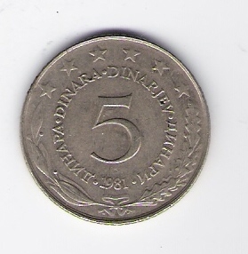  Jugoslawien 5 Dinara K-N-Zk 1981  Schön Nr.56   