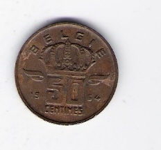  Belgien 50 Centimes Bro 1964    Schön Nr.97   