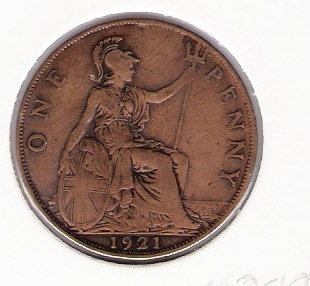  Grossbritannien 1 Penny Bro 1921  Schön Nr.299   