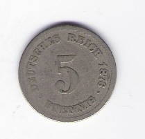  Deutsches Reich 5 Pfennig 1876 A  Jäger Nr.3   