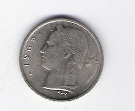  Belgien 1 Franc K-N  1969 Schön Nr.105 fr   