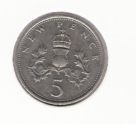  Grossbritannien 5 New Pence 1970 K-N Schön Nr.404   