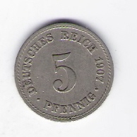  Deutsches Reich 5 Pfennig 1907 A  Jäger Nr.12   