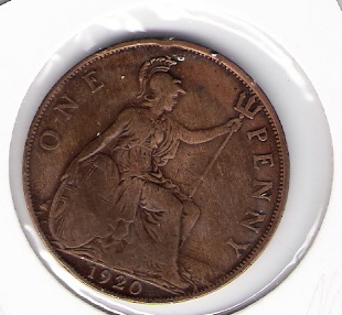  Grossbritannien 1 Penny Bro 1920  Schön Nr.299   